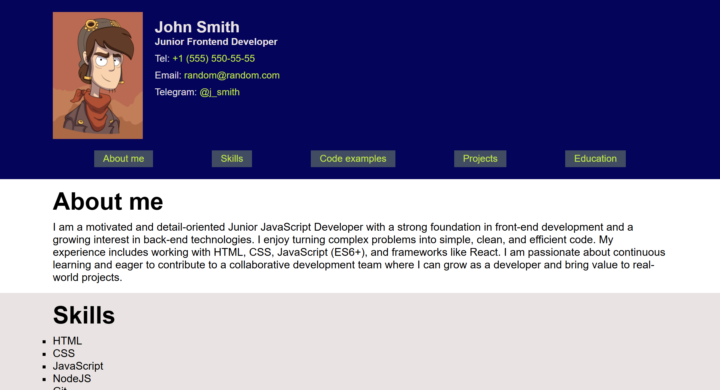 CV (HTML) screenshot